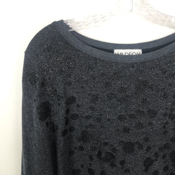 Wildfox Black Sparkle Leopard Animal Print Long Sleeve Sweatshirt Top Sz XS - Picture 2 of 10